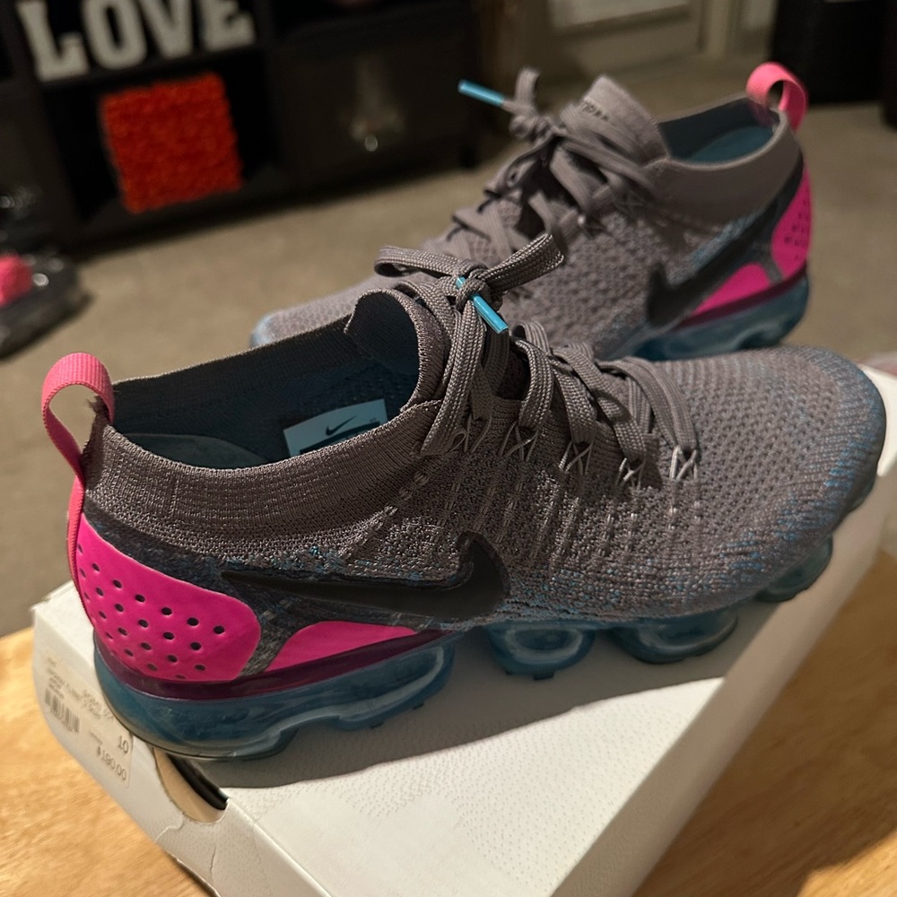 Nike Gray and Pink VaporMax Shoes
